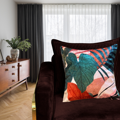 Modest Leafy Modern Chic Designer Velvet Cushion Cover