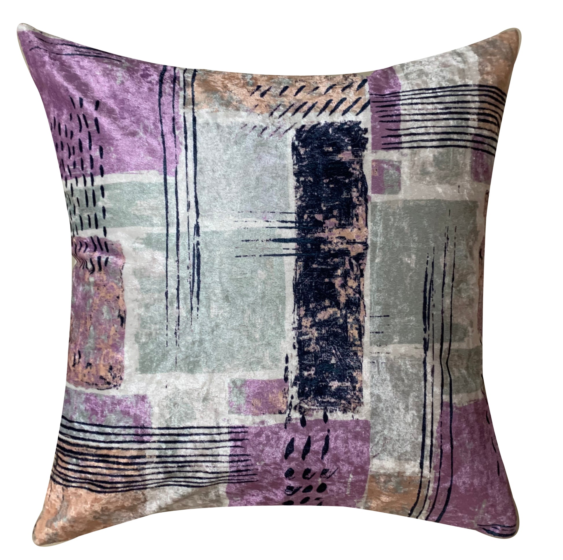Abstract Blues Modern Chic Designer Velvet Cushion Cover
