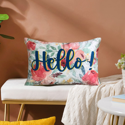 Happy Hello Crushed Velvet Cushion Cover