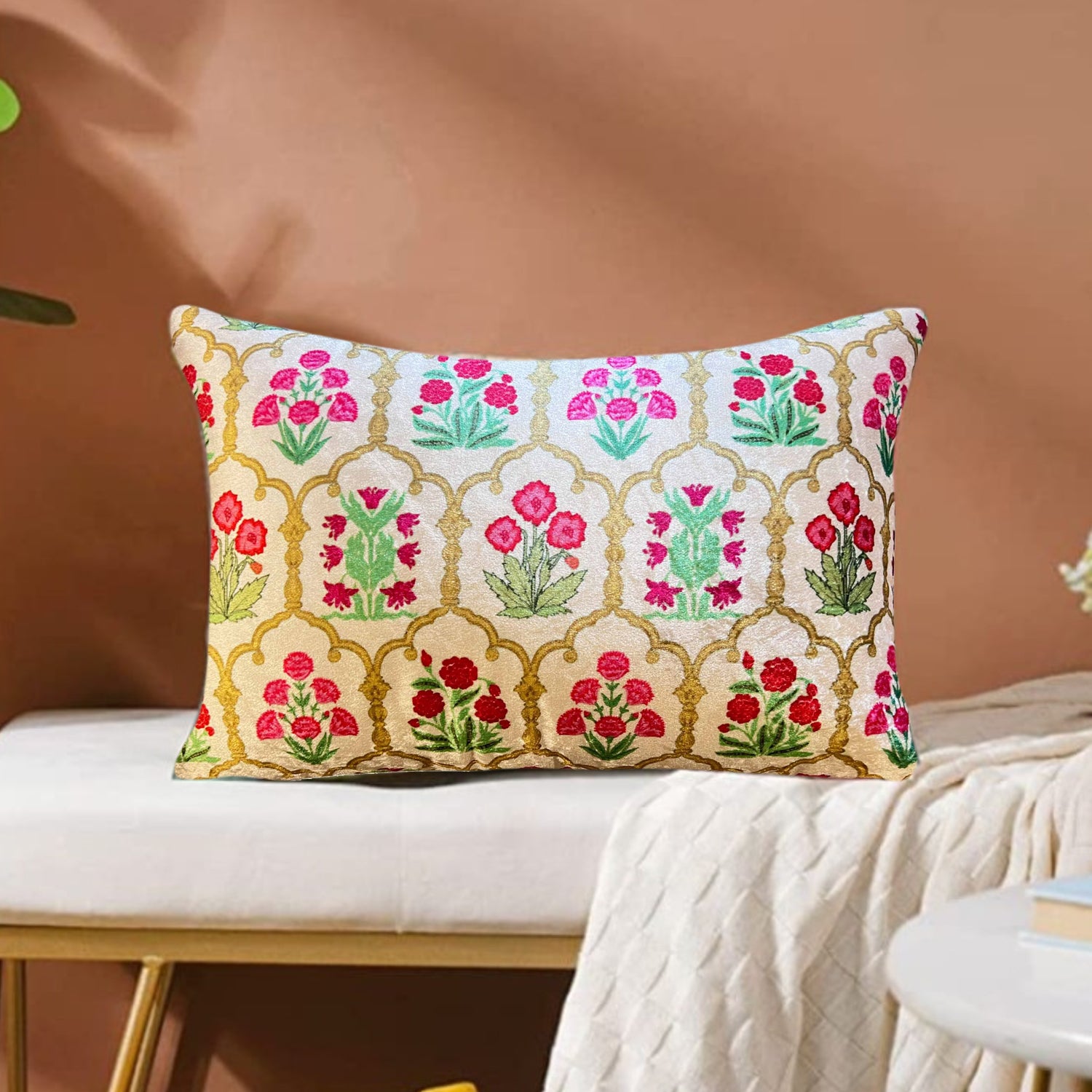 Mughal Boota Modern Chic Designer Velvet Cushion Cover 