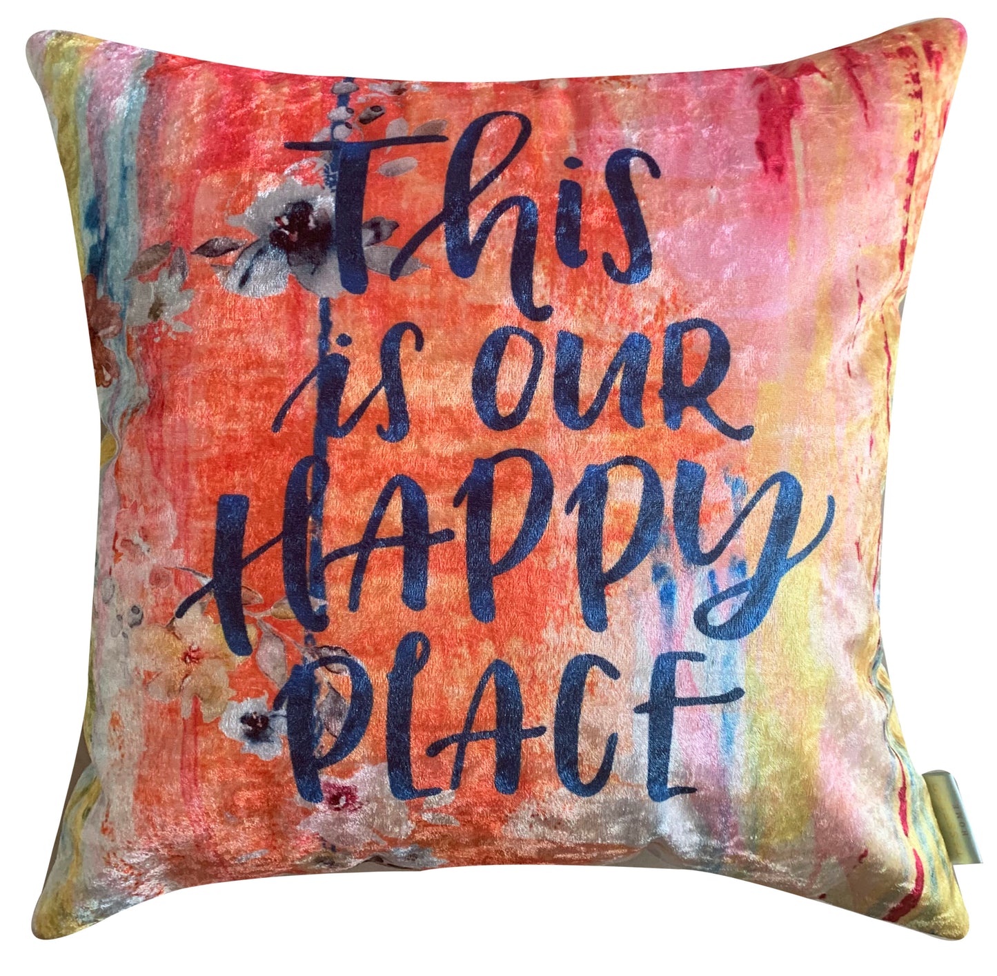 Happy Place Modern Chic Designer Velvet Cushion Cover