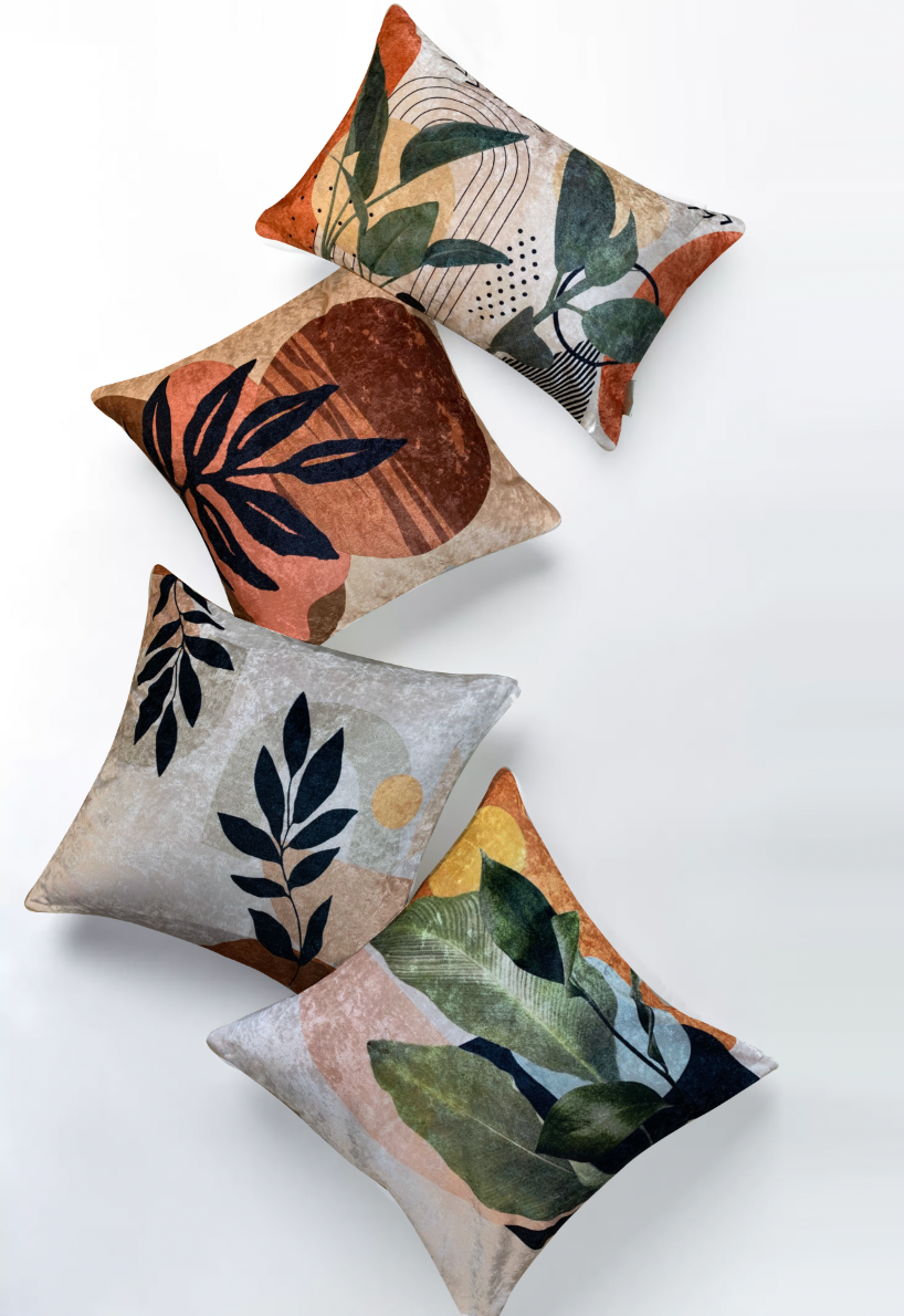 Twig Sunset Modern Chic Designer Velvet Cushion Cover