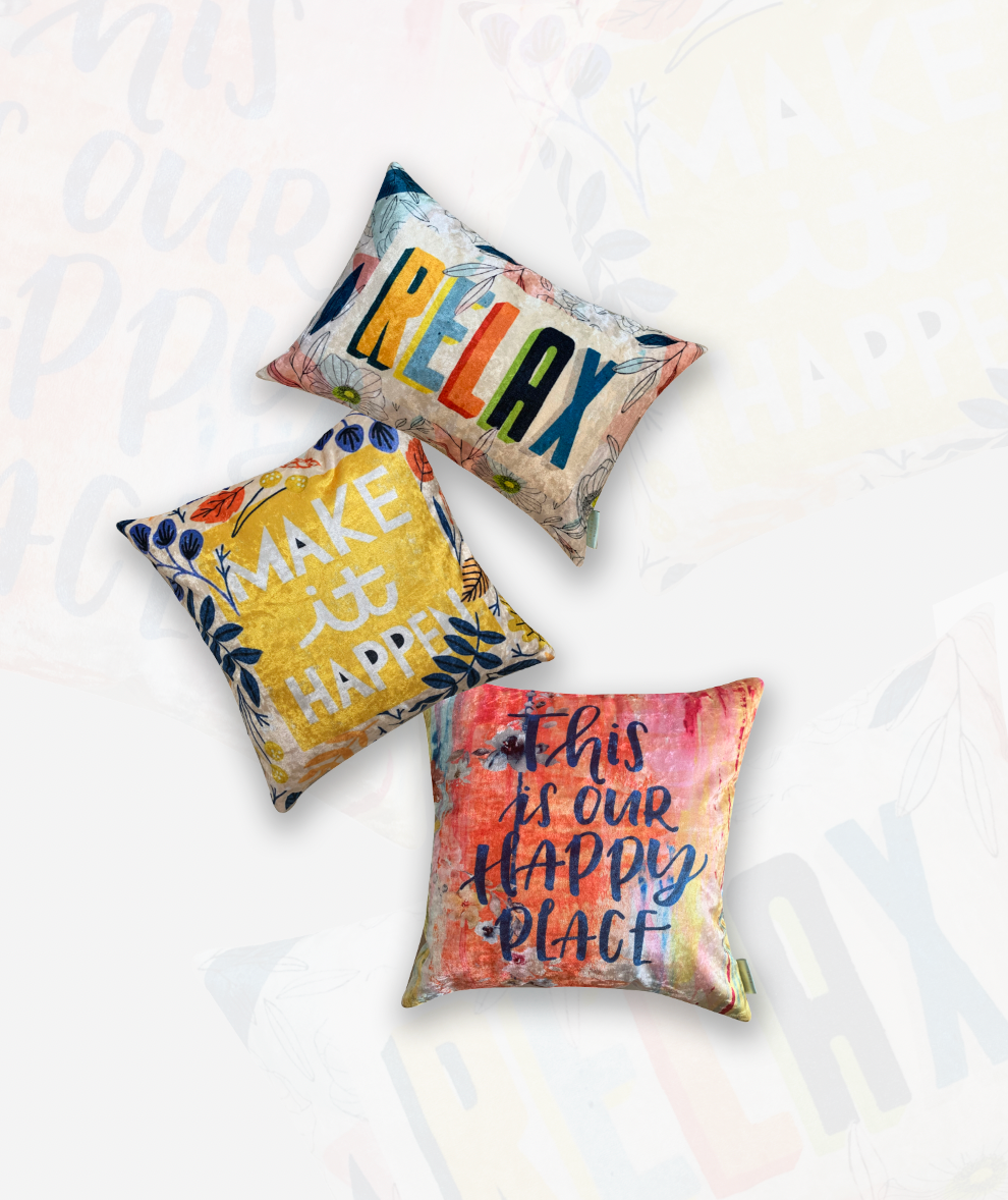 Make It Happen Modern Chic Designer Velvet Cushion Cover