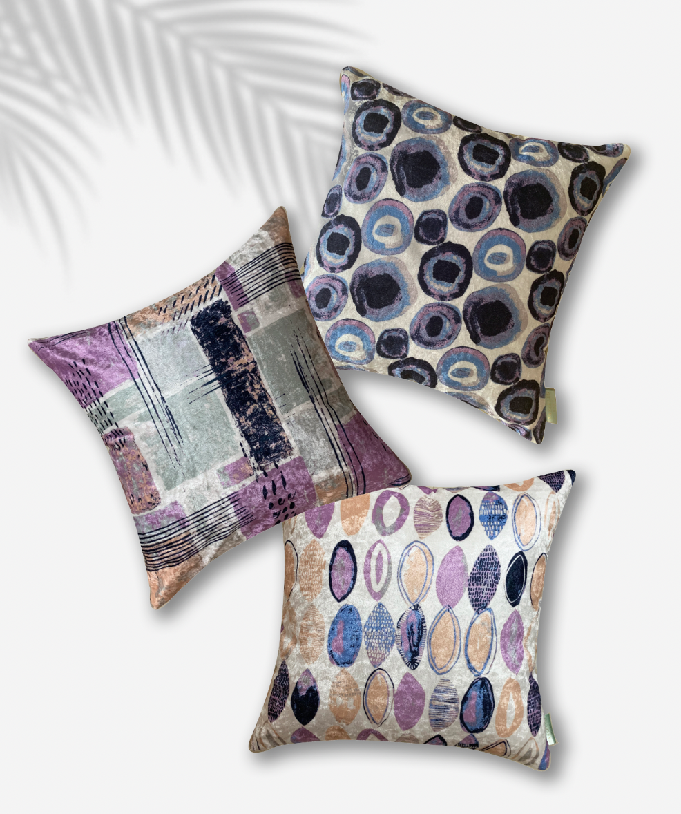Abstract Blues Modern Chic Designer Velvet Cushion Cover