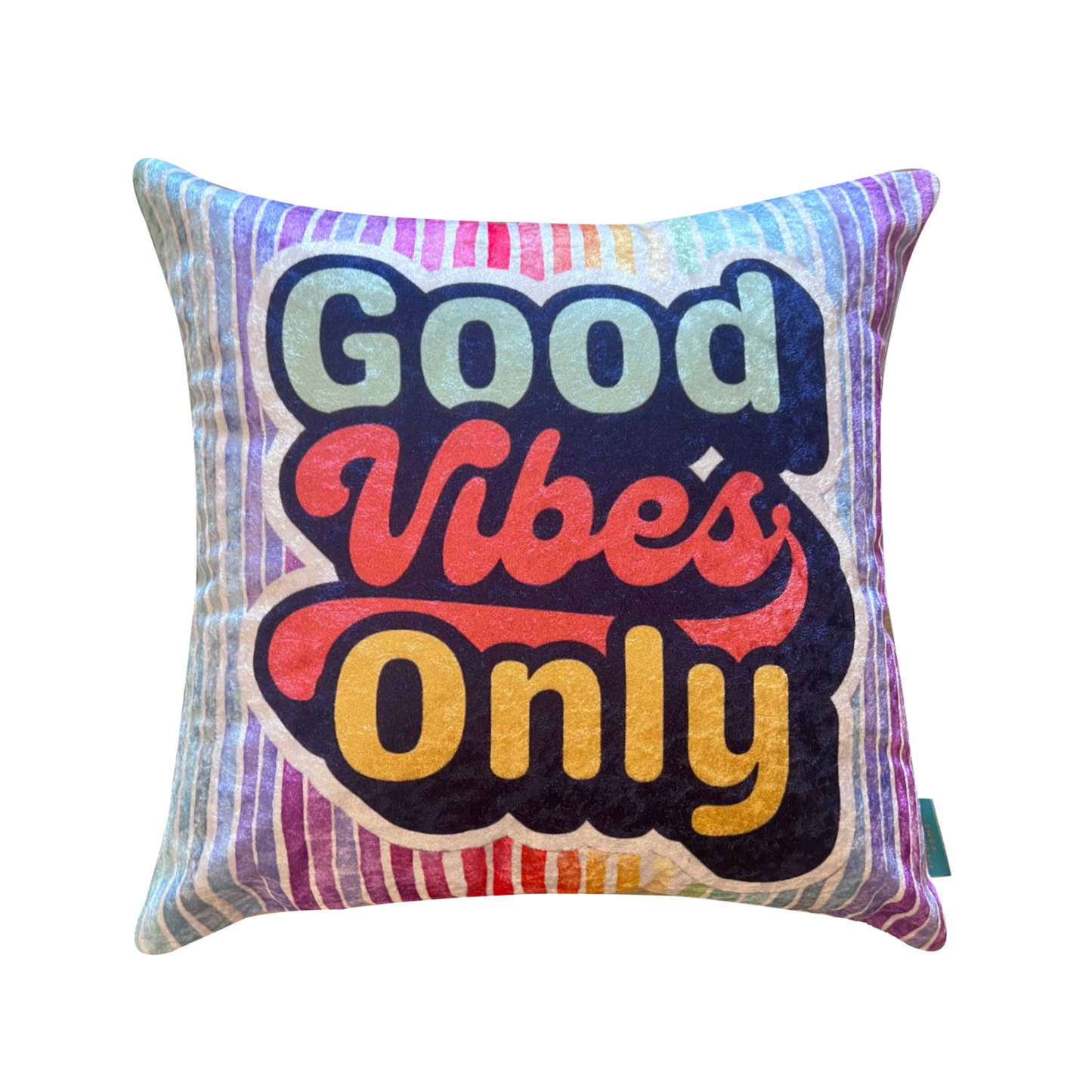 Good Vibes Modern Chic Designer Velvet Cushion Cover