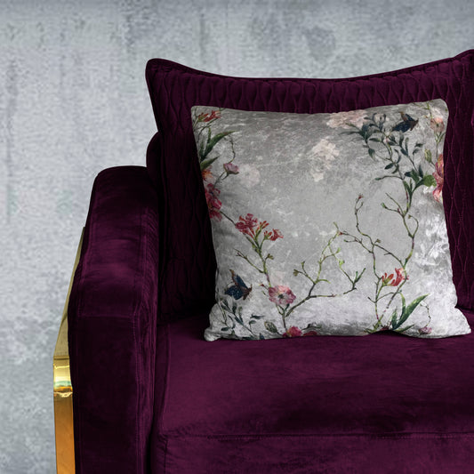 Emma Blossom Modern Chic Designer Floral Velvet Cushion Cover