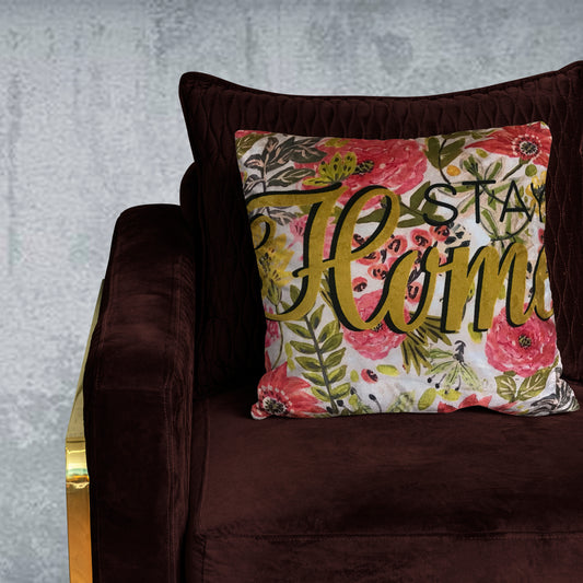 Happy Stay Home Velvet Cushion Cover