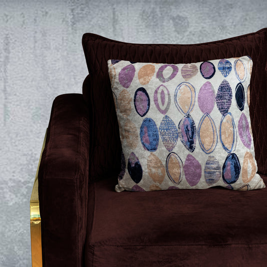 Elliptical Blues Modern Chic Designer Velvet Cushion Cover