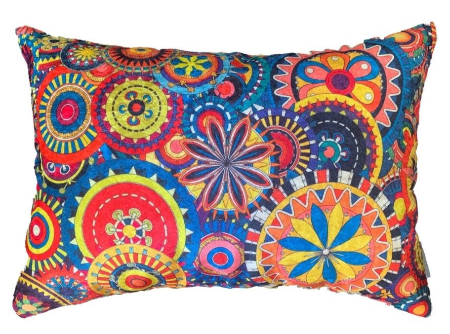 Circus Wheels Crushed Velvet Cushion Cover