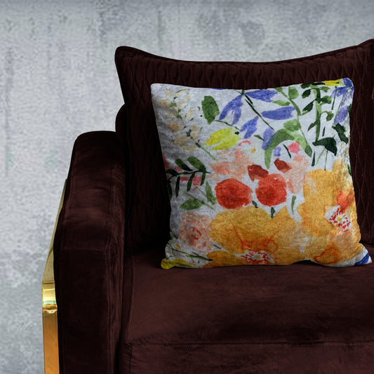 Flowery Velvet Cushion Cover