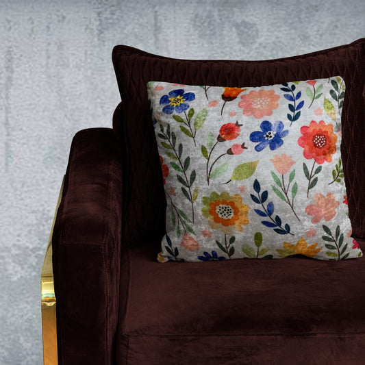Blooming Dales Flowery Modern Chic Designer Velvet Cushion Cover 