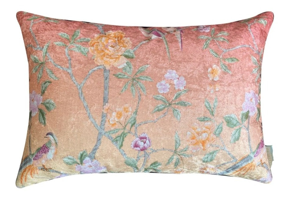 Ombre Chinoiserie Crushed Velvet Cushion Cover