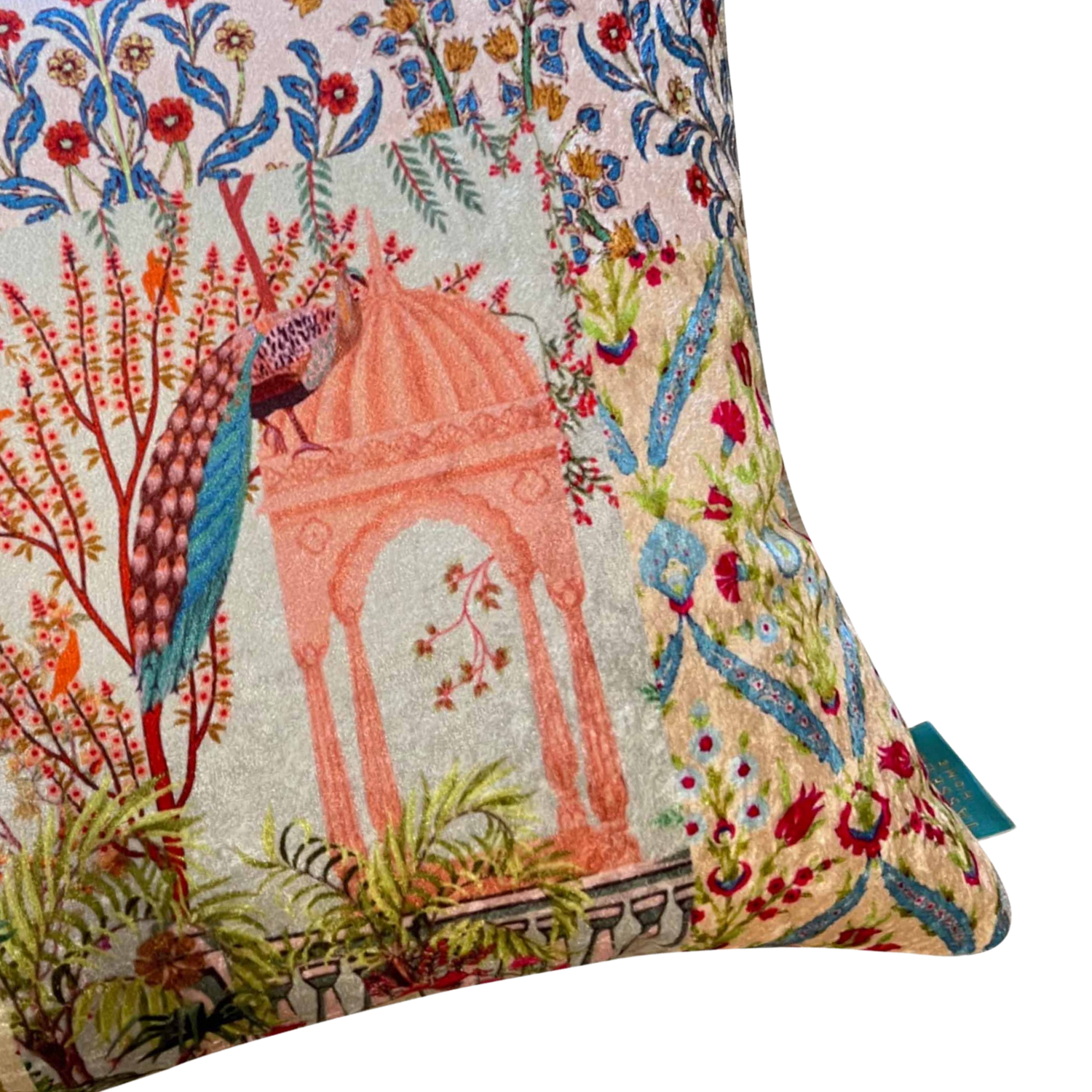 Mughal Scenes Modern Chic Designer Velvet Cushion Cover 