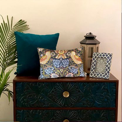Vintage Bird Crushed Velvet Cushion Cover