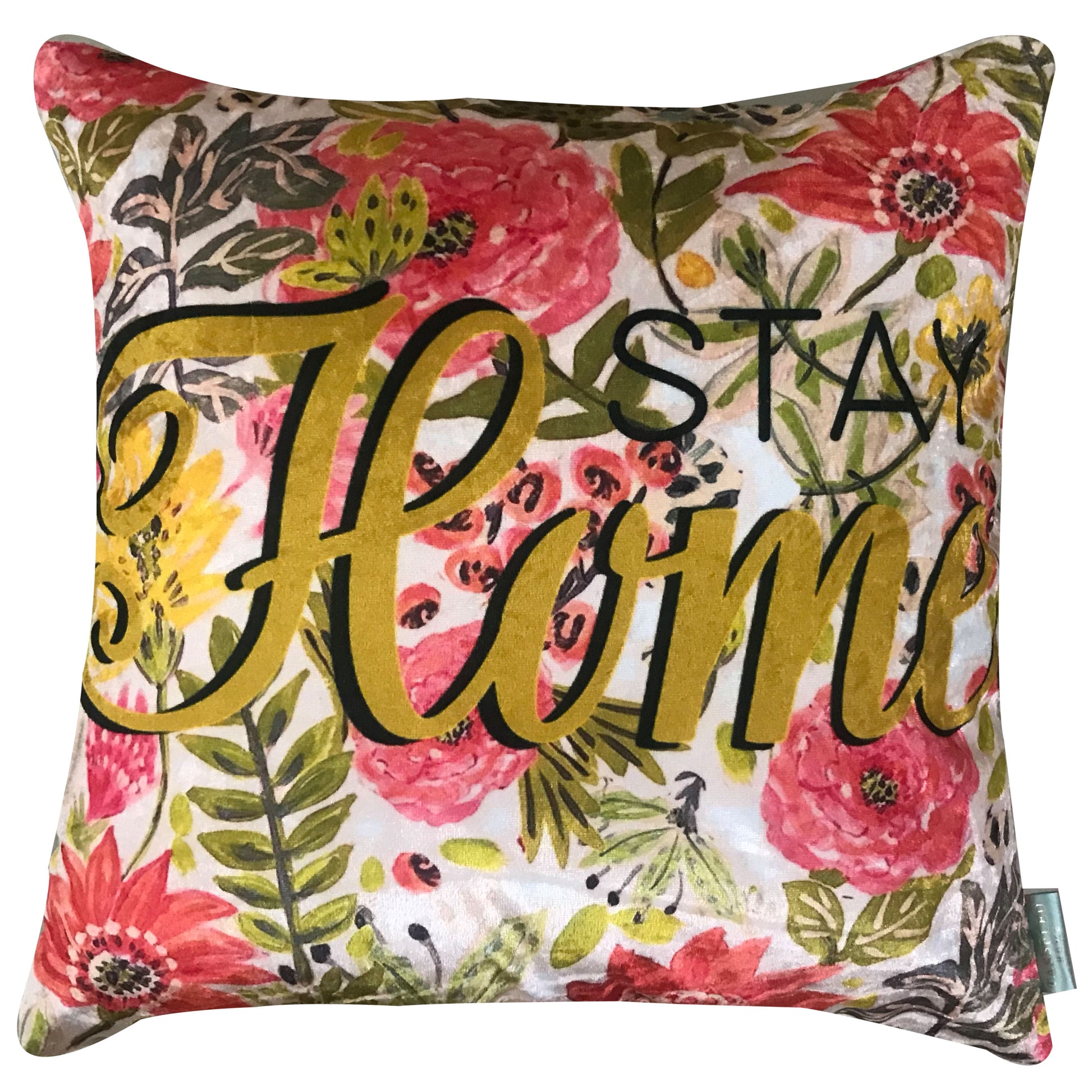 Happy Stay Home Velvet Cushion Cover