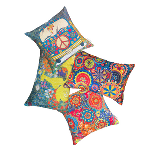 Circus Wheels Crushed Velvet Cushion Cover