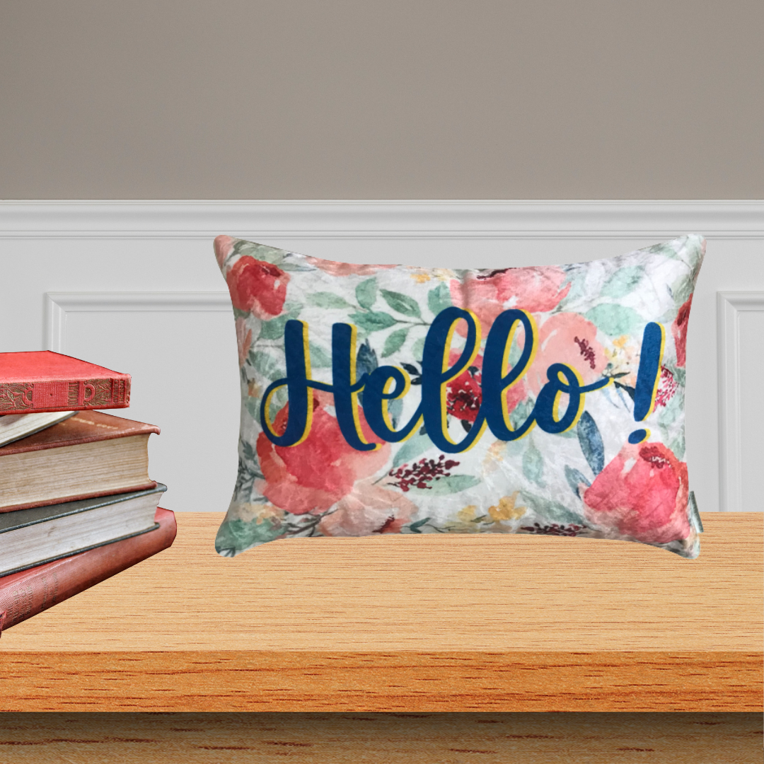 Happy Hello Crushed Velvet Cushion Cover