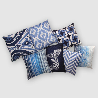 Rhombus Ikkat Crushed Velvet Cushion Cover