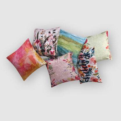Happy Autumn Leaves Crushed Velvet Cushion Cover