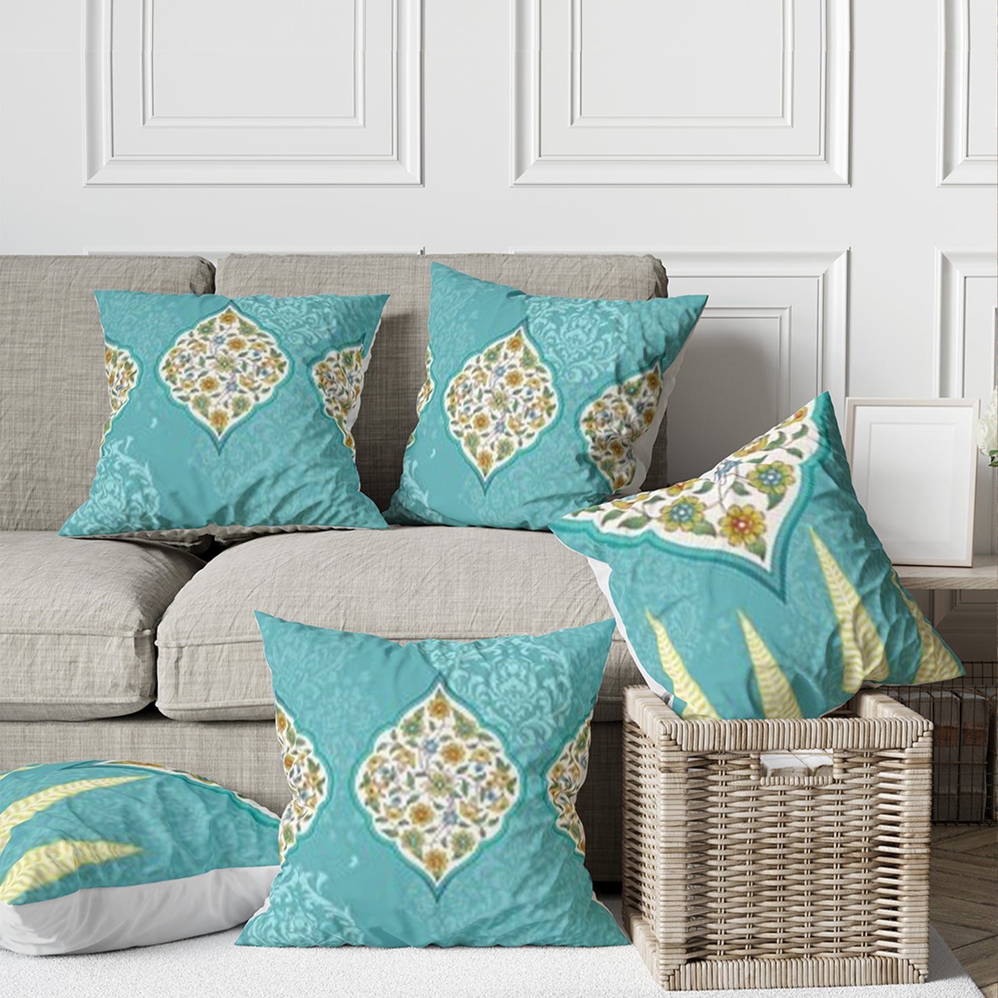 SAPPHIRE LAWN Set of 5 Cushion Covers
