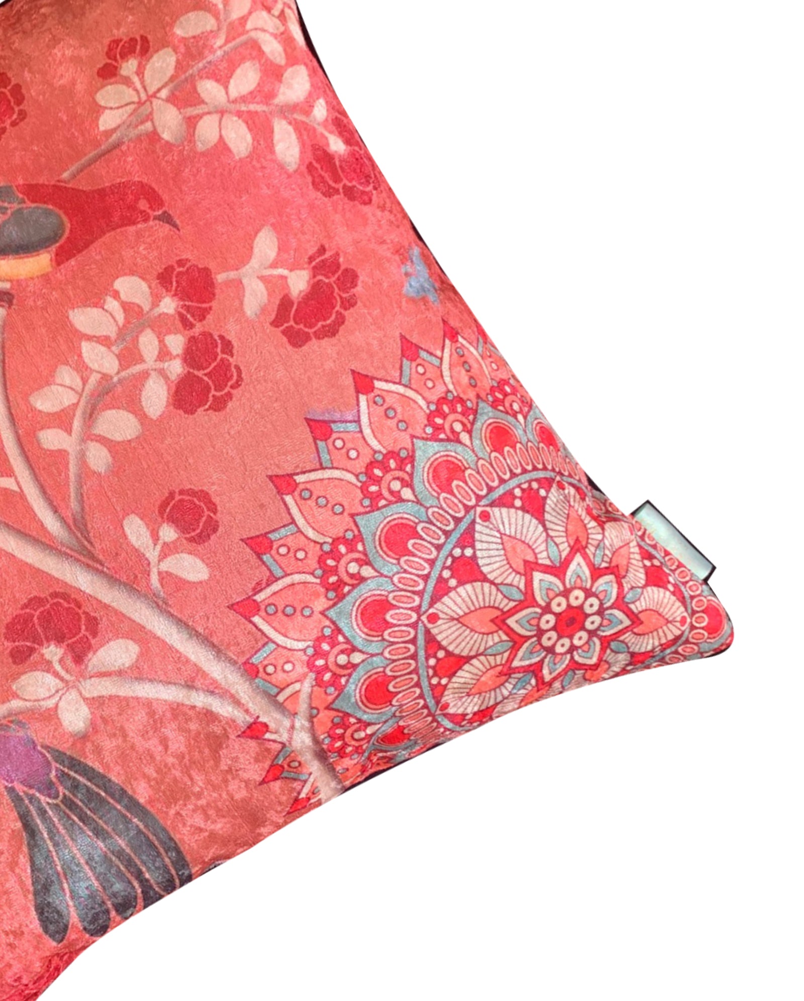 Mandala Birds Crushed Velvet Cushion Cover