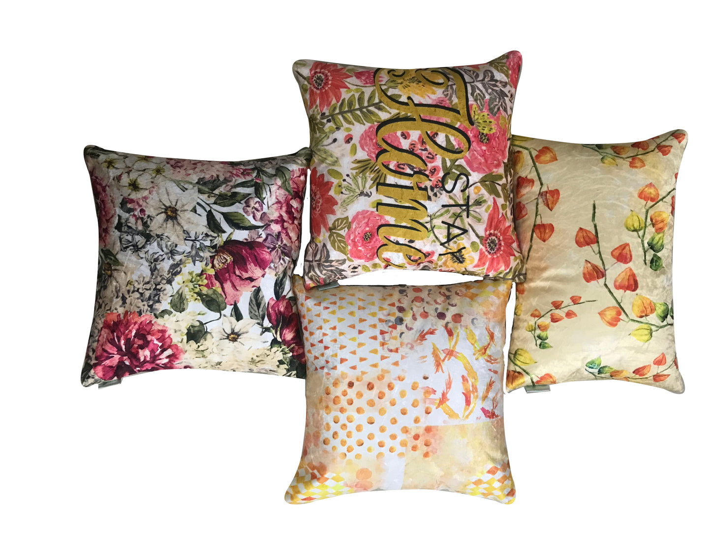Happy Stay Home Velvet Cushion Cover
