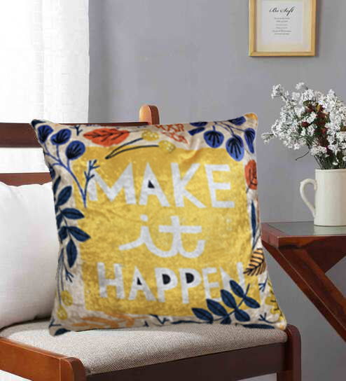 Make It Happen Modern Chic Designer Velvet Cushion Cover
