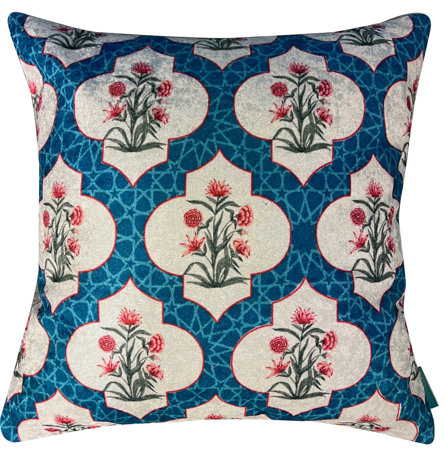 Jaali Blue Modern Chic Designer Velvet Cushion Cover