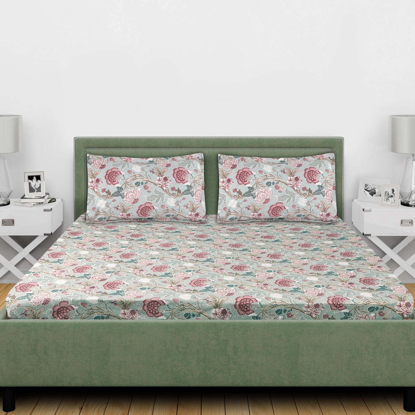 Meer Fine Cotton Block Print King Size Bedsheet