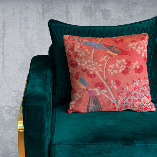 Mandala Birds Crushed Velvet Cushion Cover