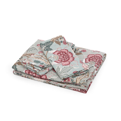 Meer Fine Cotton Block Print King Size Bedsheet with Pillow Covers