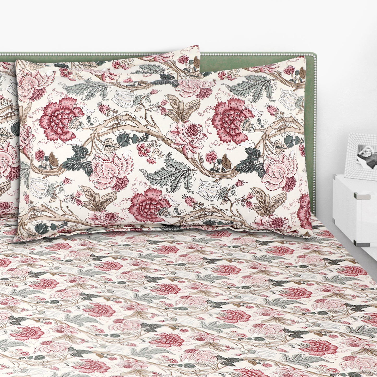Fiza Fine Cotton Block Print King Size Bedsheet