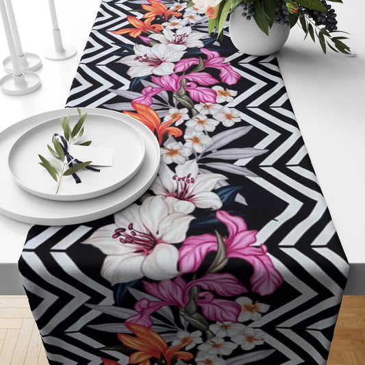 Chevron Flowers Table Runner