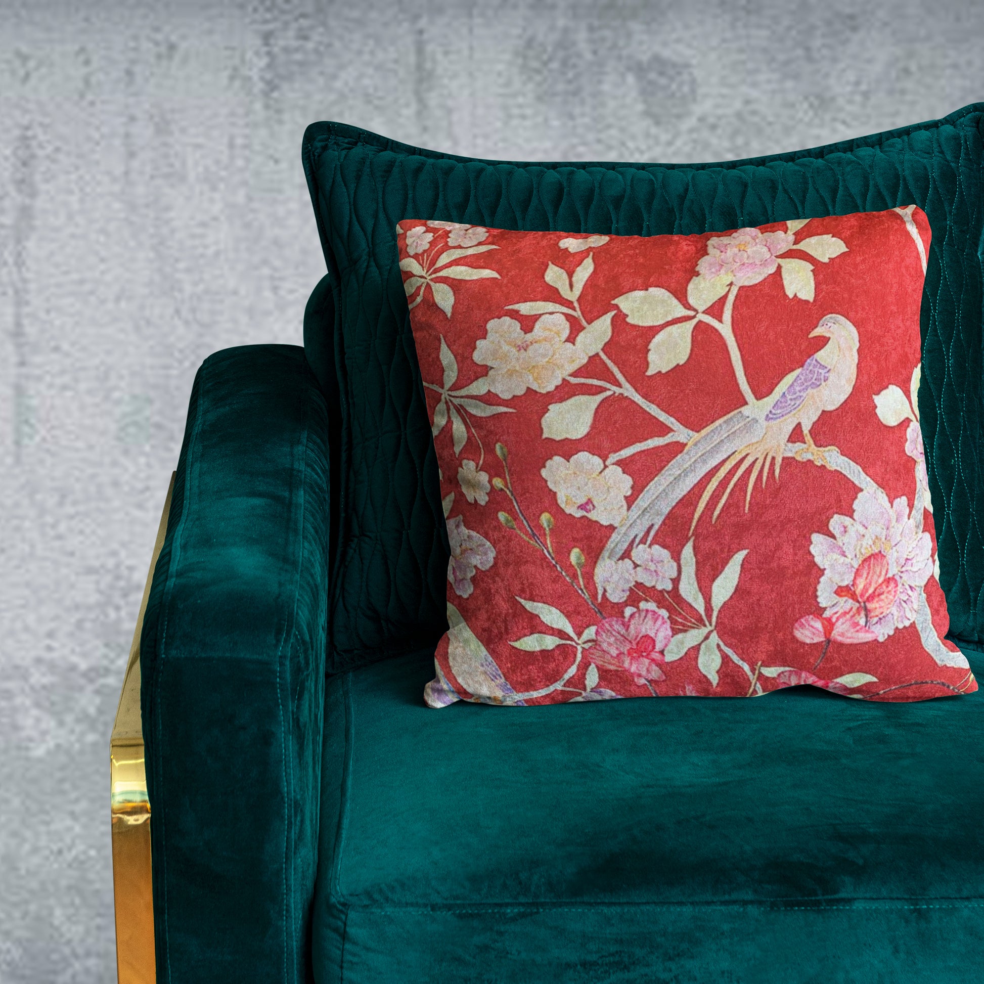 Pink Birds Crushed Velvet Cushion Cover