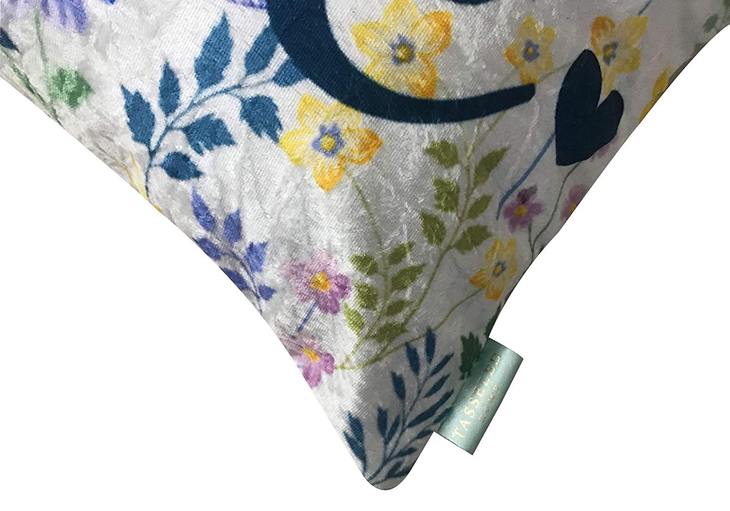 Love 4 Velvet Cushion Cover Set (Blue and White, 2-16 x 16 Inch, 2-18 x12 Inch) - Tasseled Home