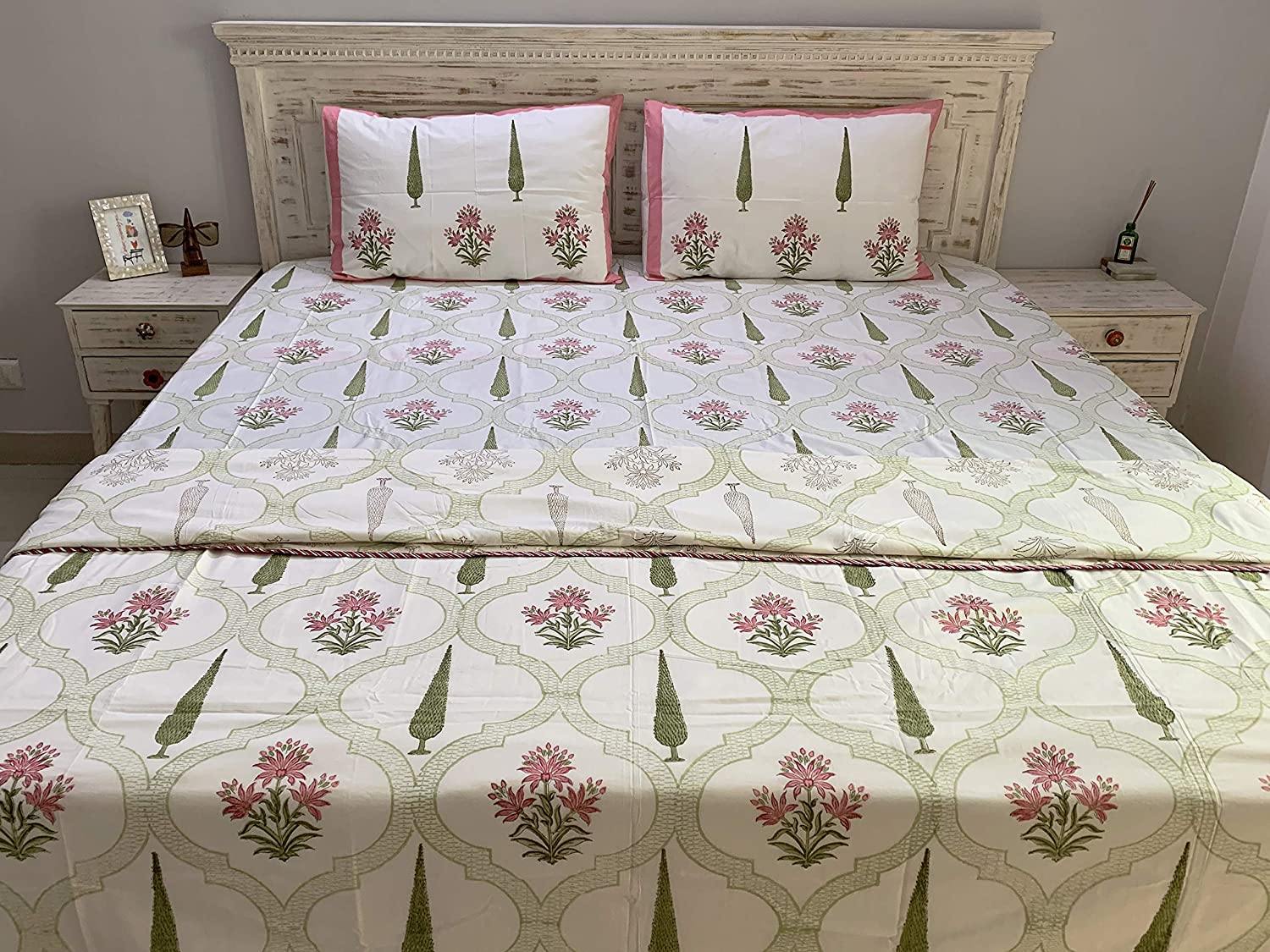 Meher Cotton Double Sided Reversible Off White Hand Block Print Doha