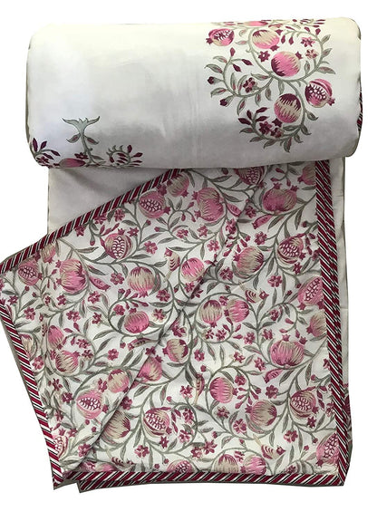 Zara Cotton Double Sided Reversible Off White Hand Block Print Dohar