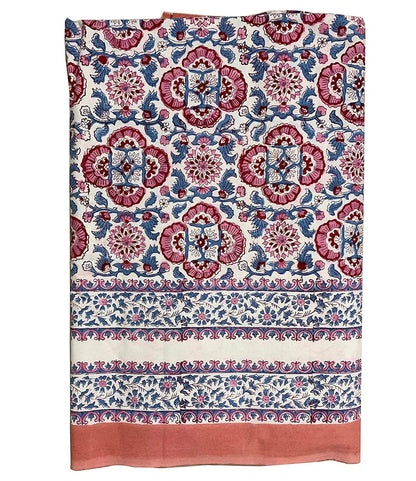 Gul 100% Cotton Hand Block Print Red & Blue Bedsheet