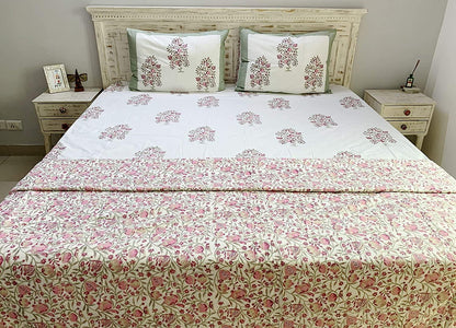 Zara Cotton Double Sided Reversible Off White Hand Block Print Dohar