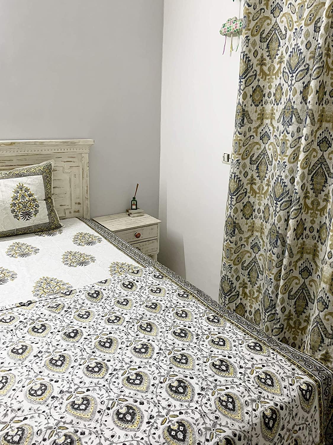 Cotton Double Sided Reversible Off White Hand Block Print Cottondohar