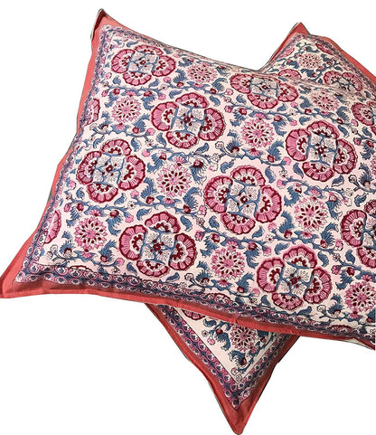 Gul 100% Cotton Hand Block Print Red & Blue Bedsheet