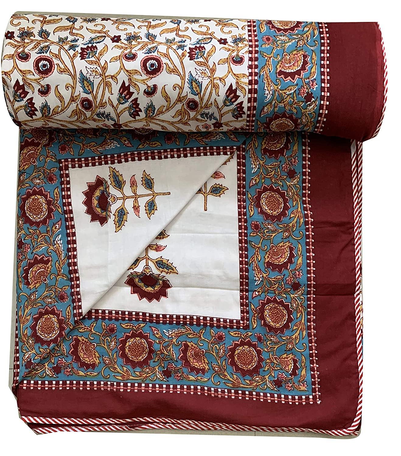 Firdaus Cotton Hand Block Reversible Dohar