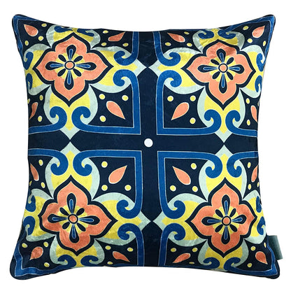 Moroccan 5 Velvet Cushion Cover Set (Blue, Red and White, 3-16 x 16 Inch, 2-18 x12 Inch) - Tasseled Home