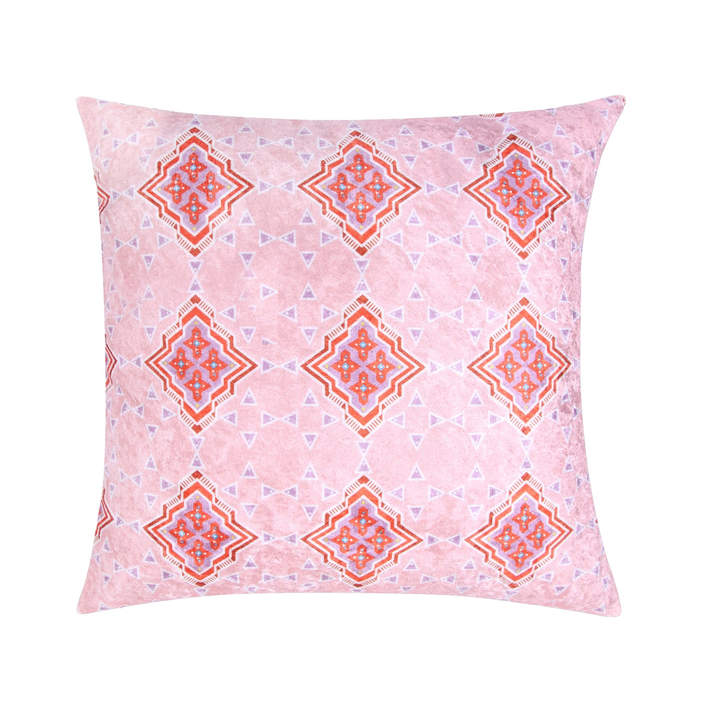 Rose 4 Fabric Cushion Cover Set (Pink, Blue and White, 3 -16 x 16 Inch and 1 -18 x12 Inch)