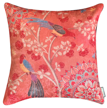 Mandala Birds Crushed Velvet Cushion Cover