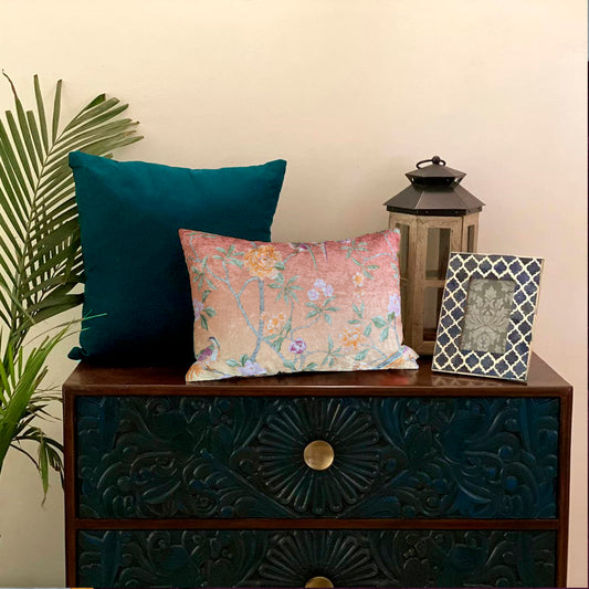 Ombre Chinoiserie Crushed Velvet Cushion Cover