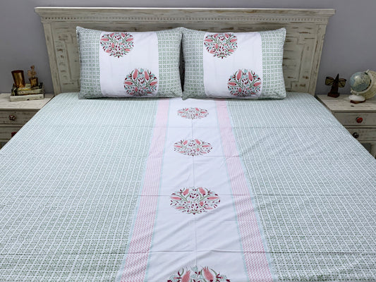 Cotton Block Print King Size Bedsheet