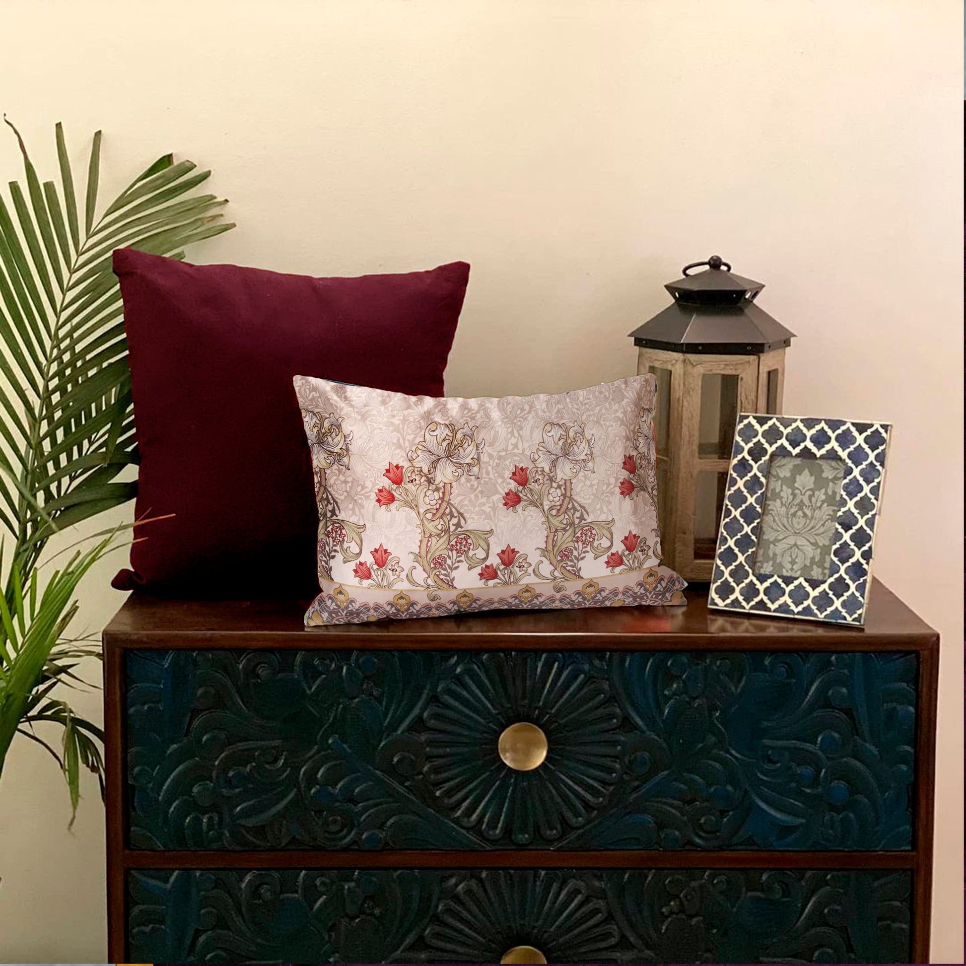 Vine Crushed Velvet Cushion Cover